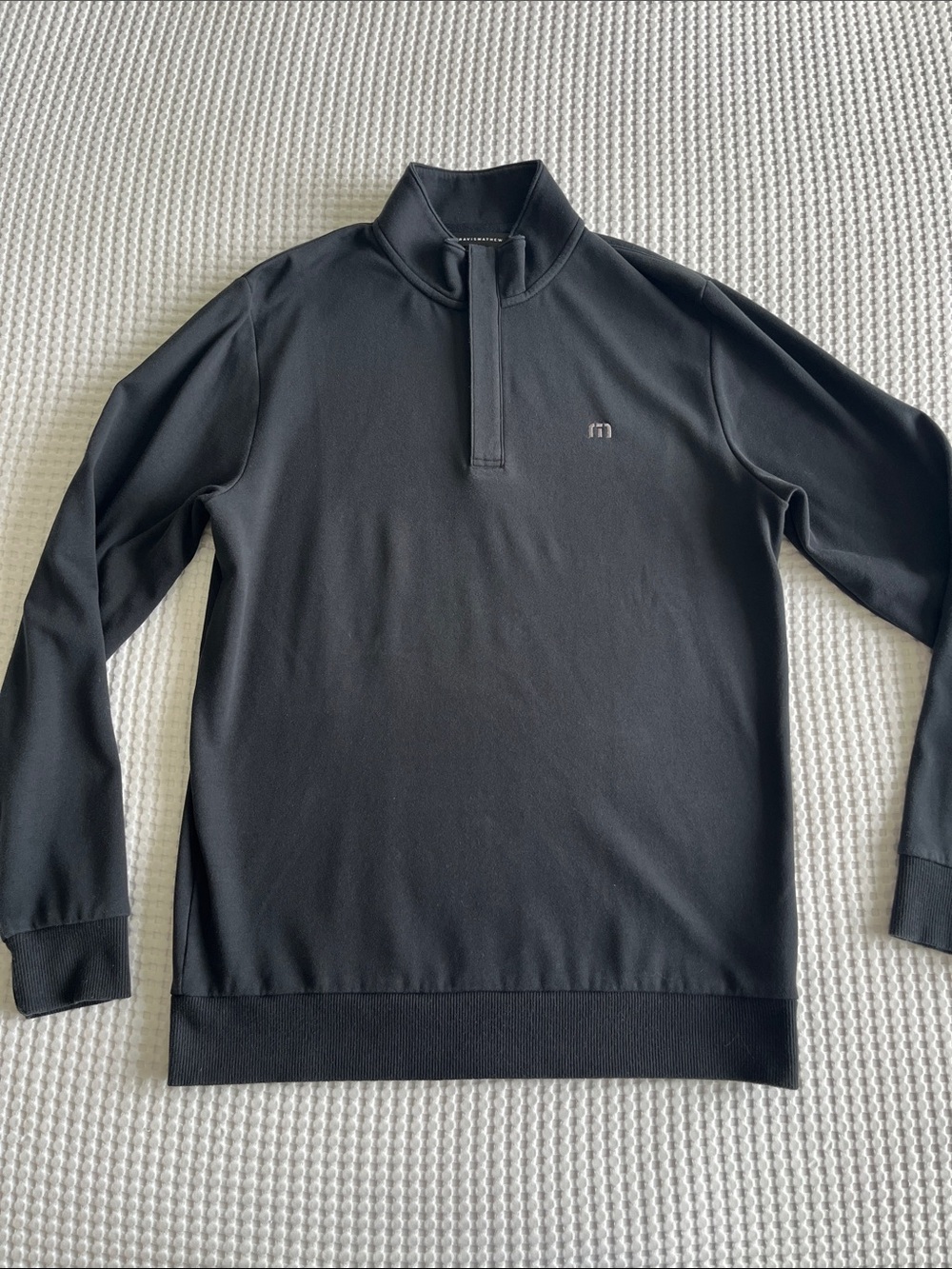 TravisMathew Black Quarter Zip Fleece Sweatshirt